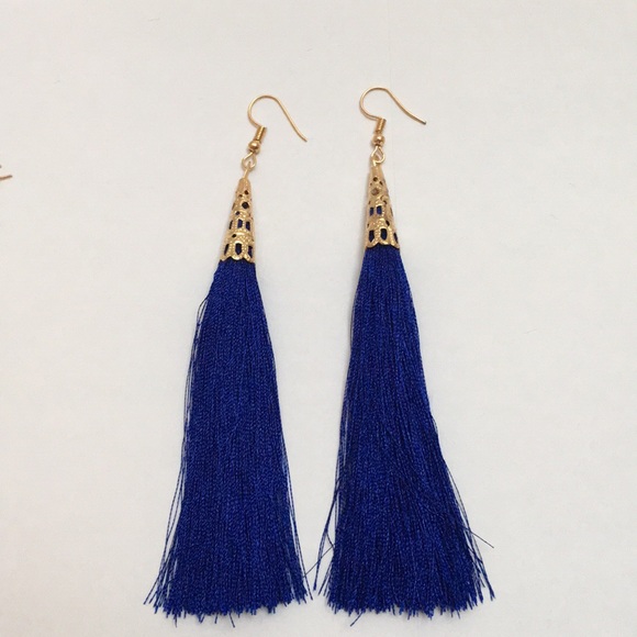 5/$25 Bohemian Tassel Earring Blue - Picture 6 of 6